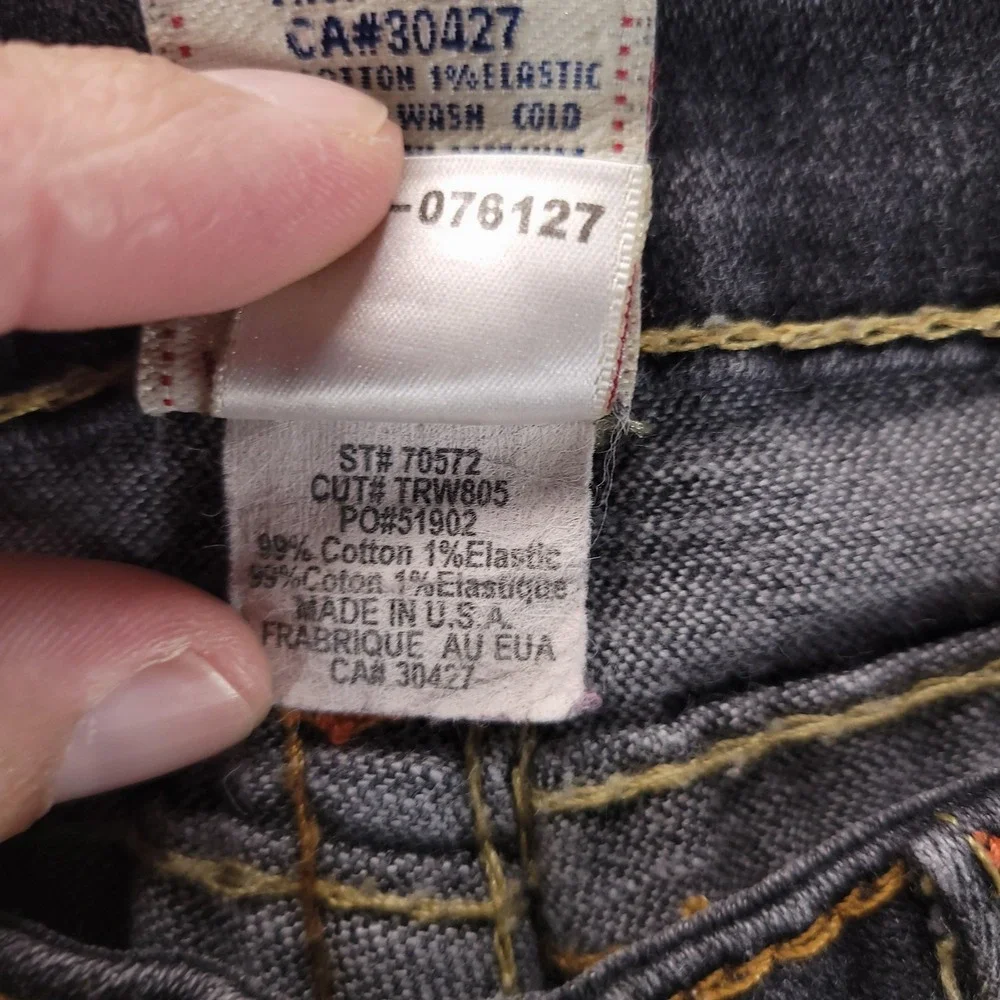 True Religion Jeans Mens 30 Black Billy Bootcut Stretch Flap Pockets Made in USA